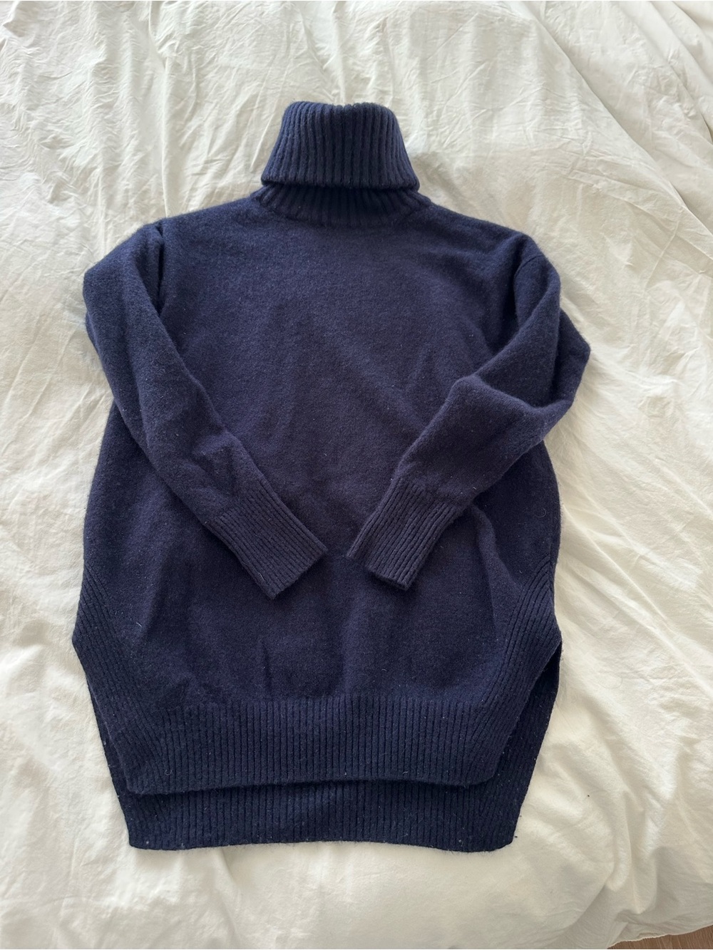 Ann Taylor Cashmere Navy Violet Turtleneck Sweater
